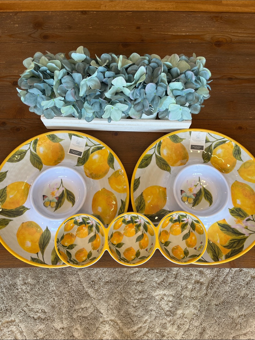 NWT 3 piece Set The Farmhouse Rachel Ashwell. Lemon Serving Bowl Set - Yellow